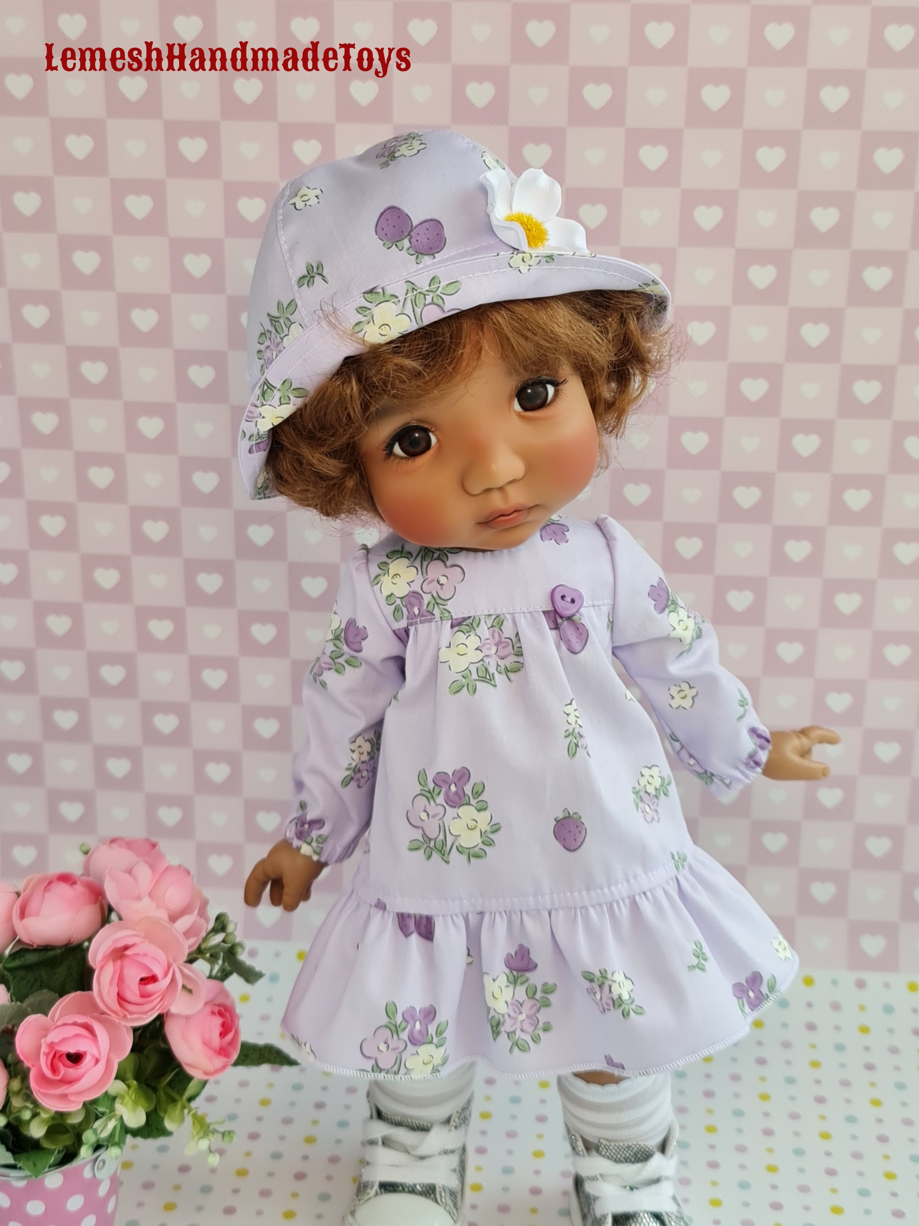 My Meadow Moppet Doll Clothes.  Meadow doll clothes 15 inch. Dress. Hat.