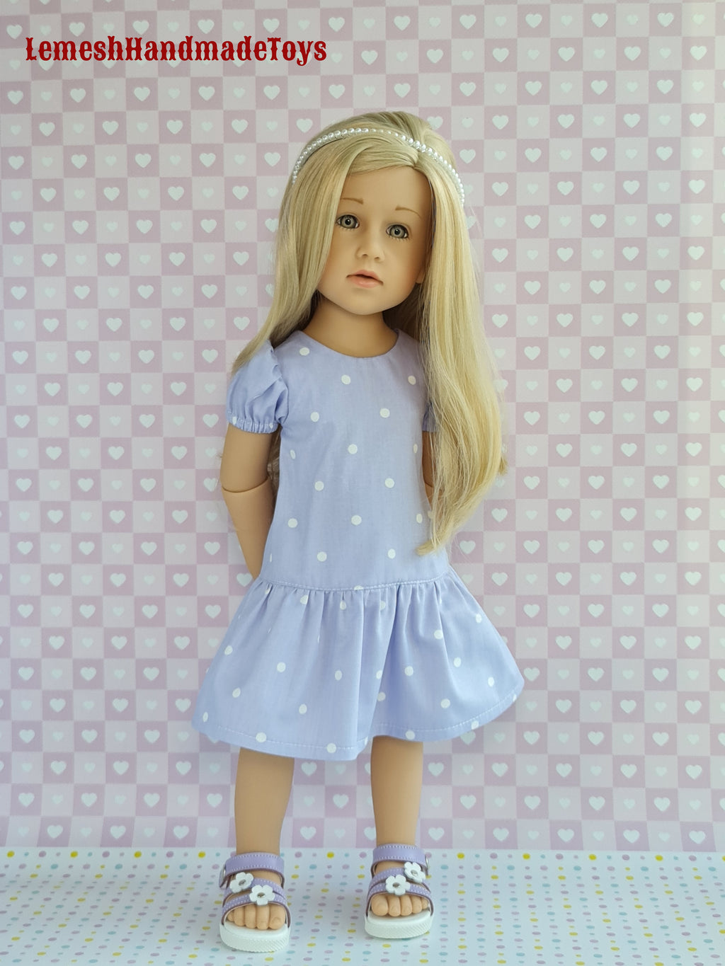 Doll dress for Gotz dolls.18 inch Doll Clothes. Gotz happy kidz doll dress. Dress, Apron.