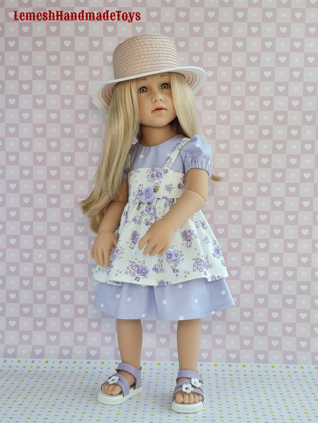 Doll dress for Gotz dolls.18 inch Doll Clothes. Gotz happy kidz doll dress. Dress, Apron.
