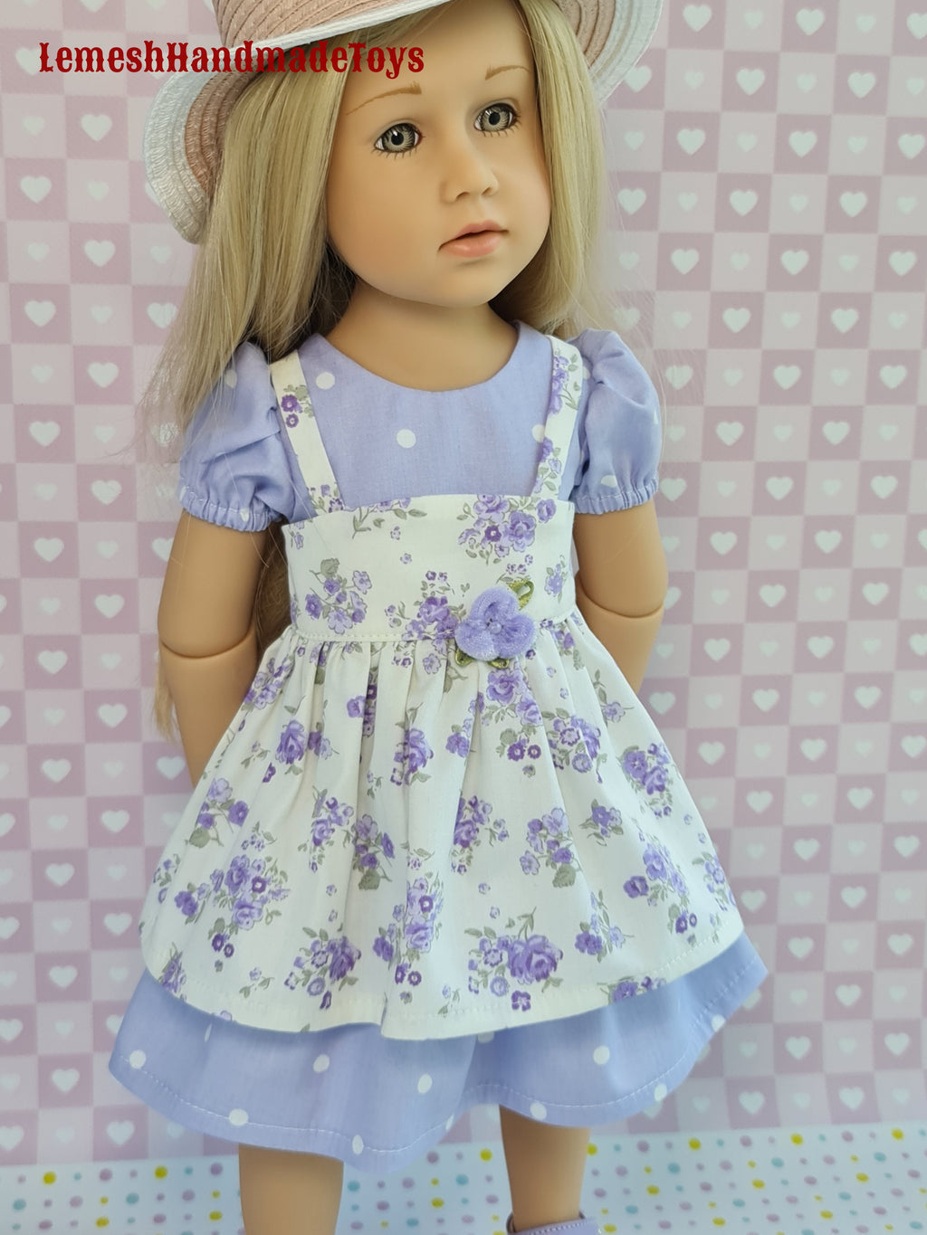 Doll dress for Gotz dolls.18 inch Doll Clothes. Gotz happy kidz doll dress. Dress, Apron.